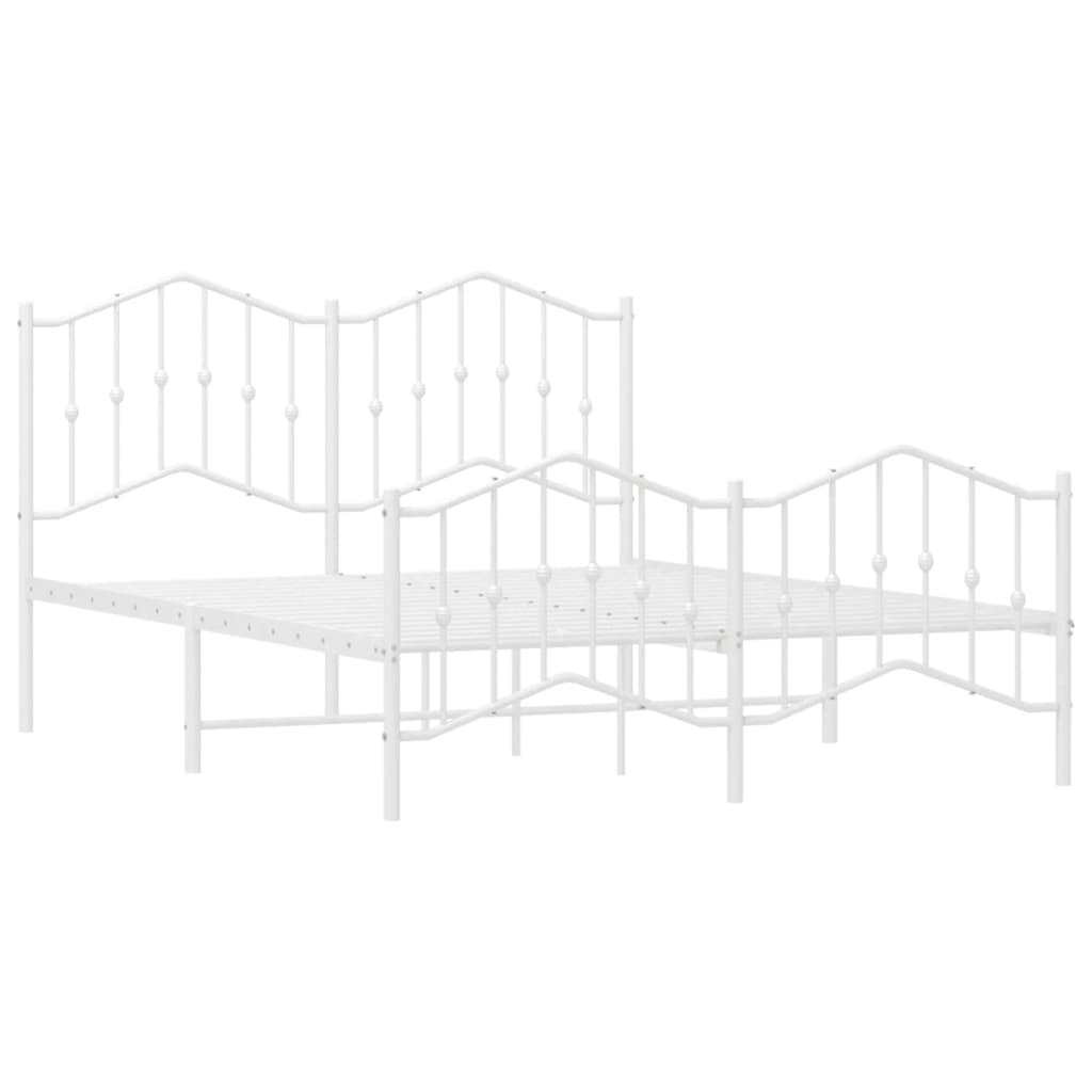 Elegant white metal bed frame with ornate headboard and footboard