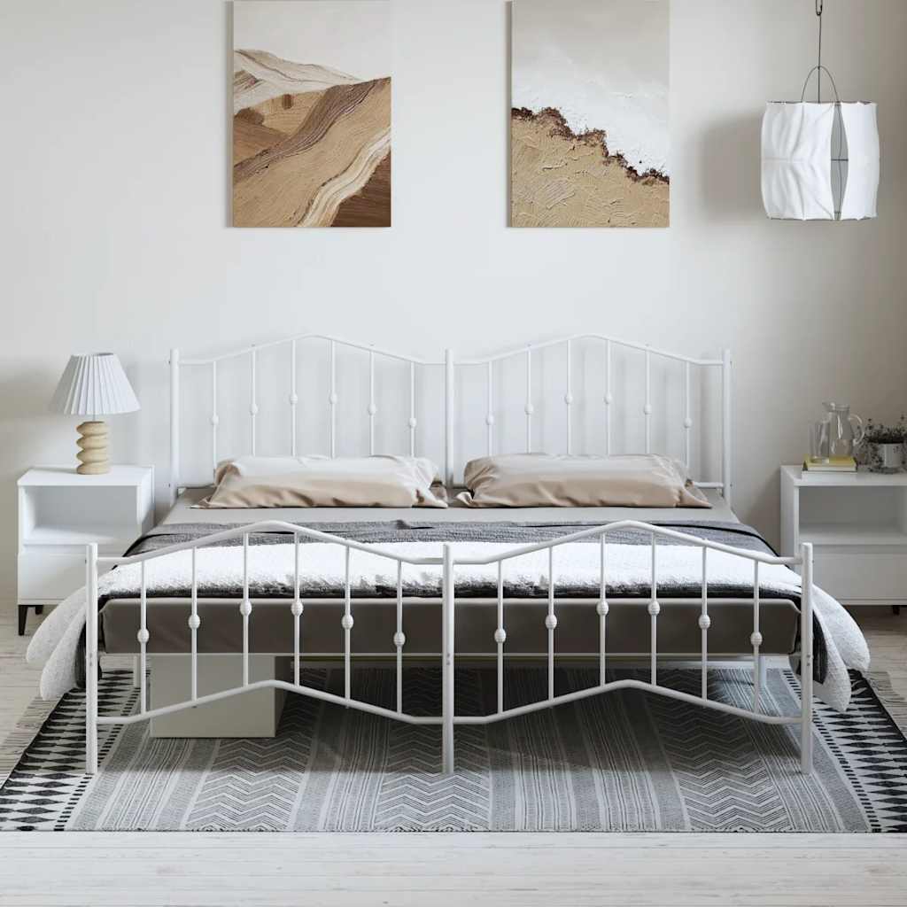 White metal daybed with a cream mattress
