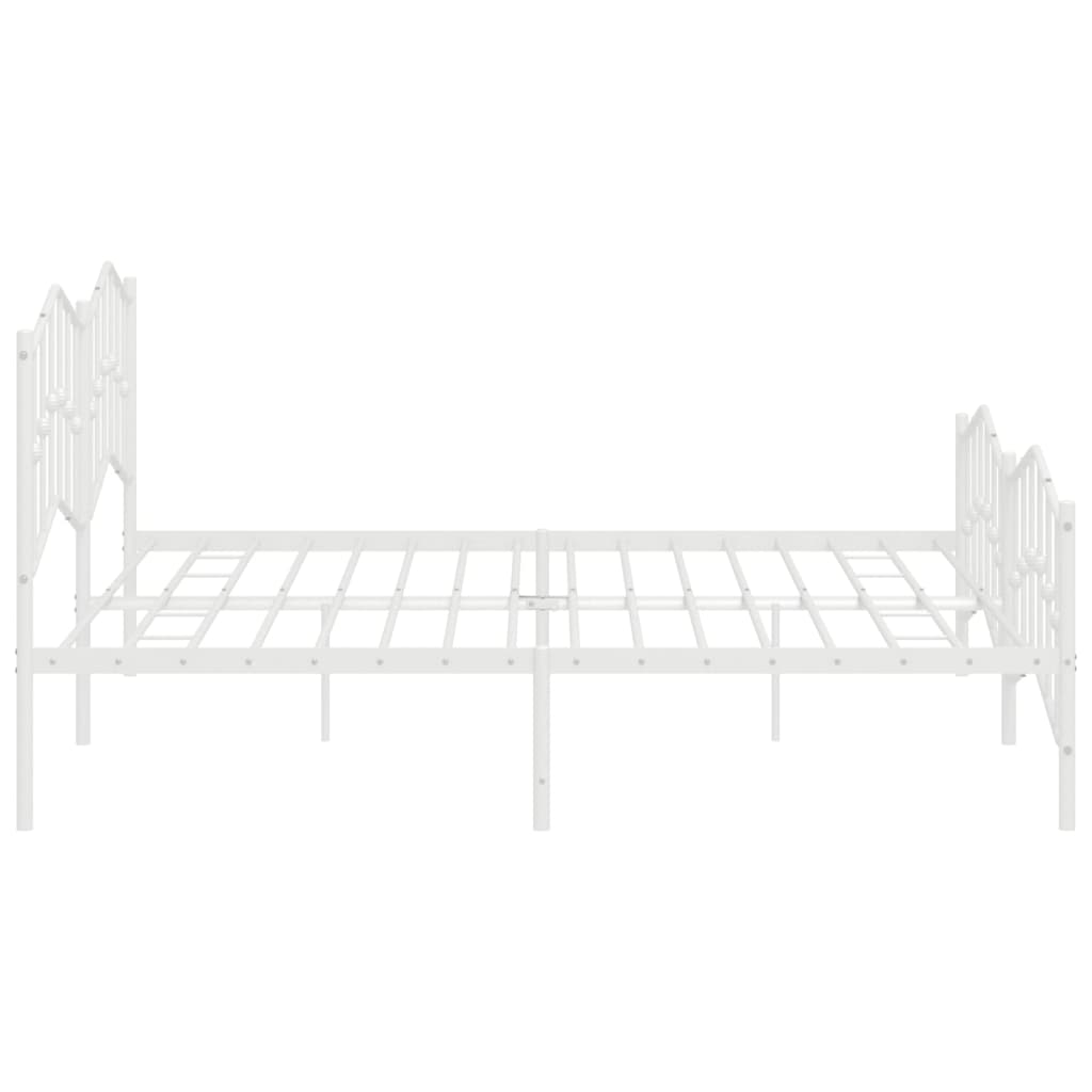 Elegant white metal bed frame with ornate headboard and footboard