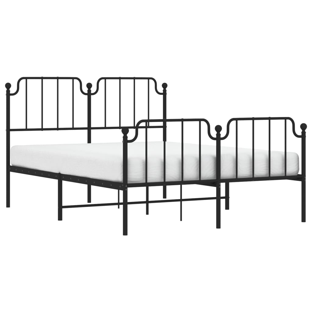 Black metal bed frame with a simple classic design and a white mattress