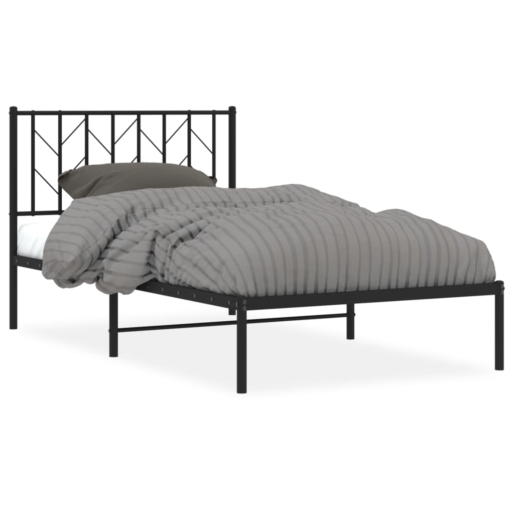 Diagram of a single metal bed frame with dimensions