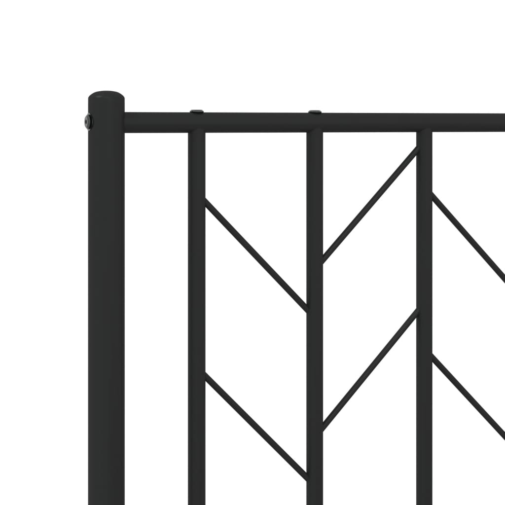 Black metal twin bed frame with headboard