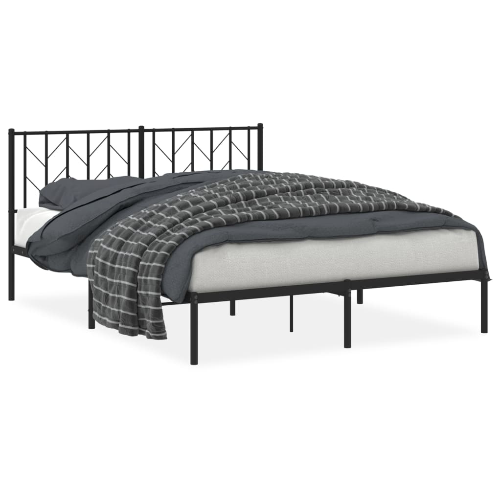 Black metal bed frame detail showing screw assembly