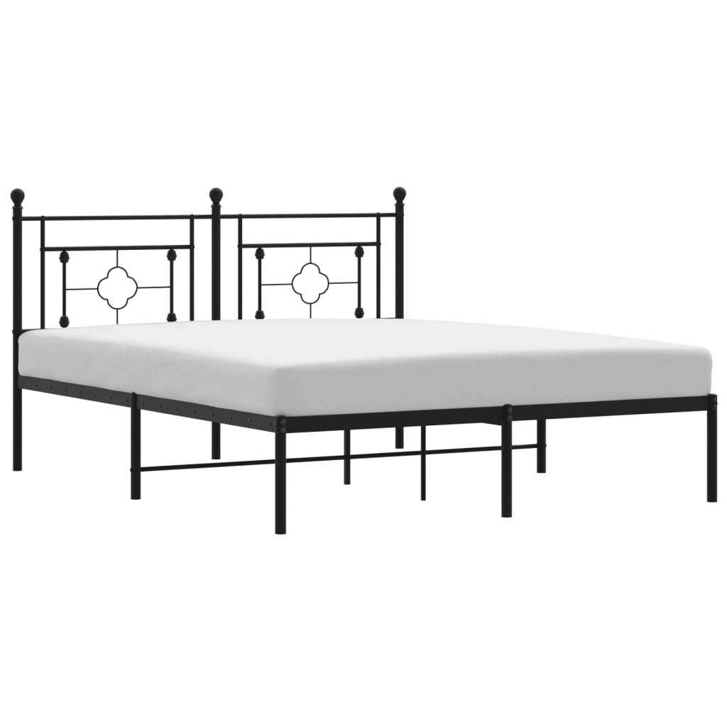 Metal bed frame with decorative headboard and slatted base cm x cm