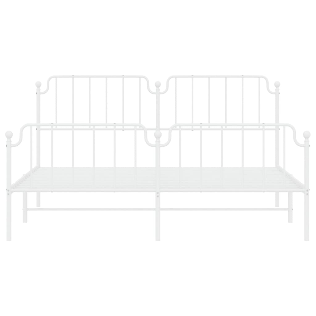 White metal frame bed with a classic design and mattress