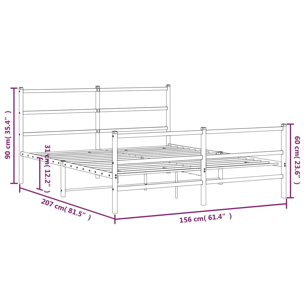 Black metal bed frame hardware showing screws and mounting holes