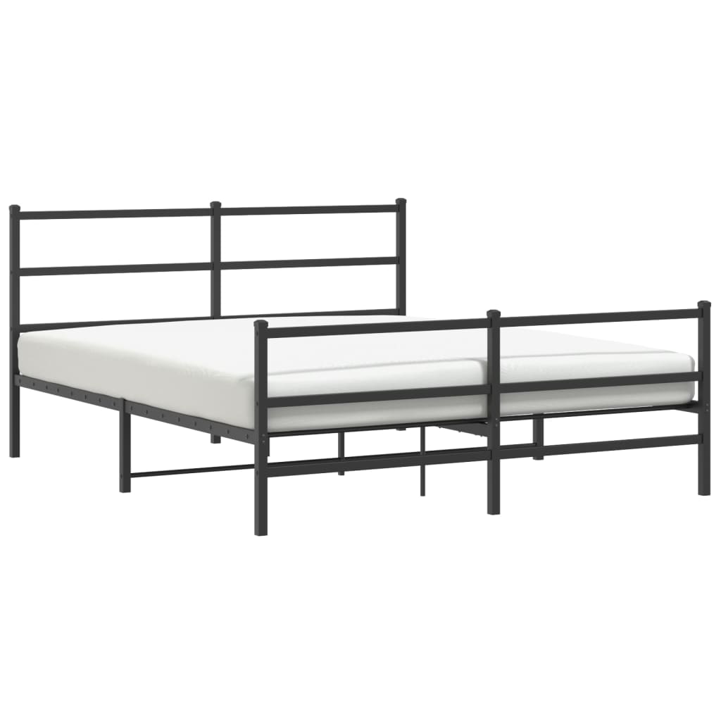 Metal bed frame with slatted base and decorative headboard  cm long
