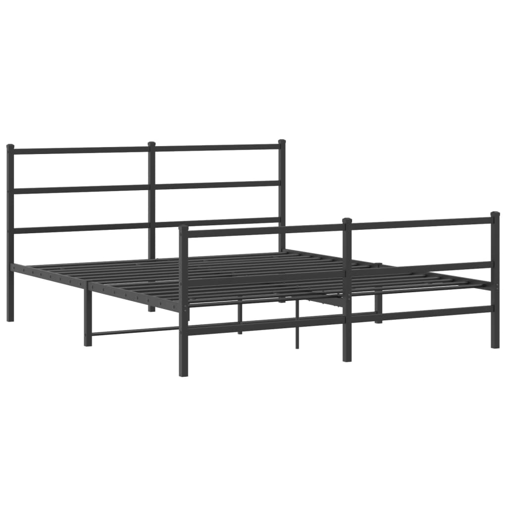 Black metal twin bed frame with a white mattress