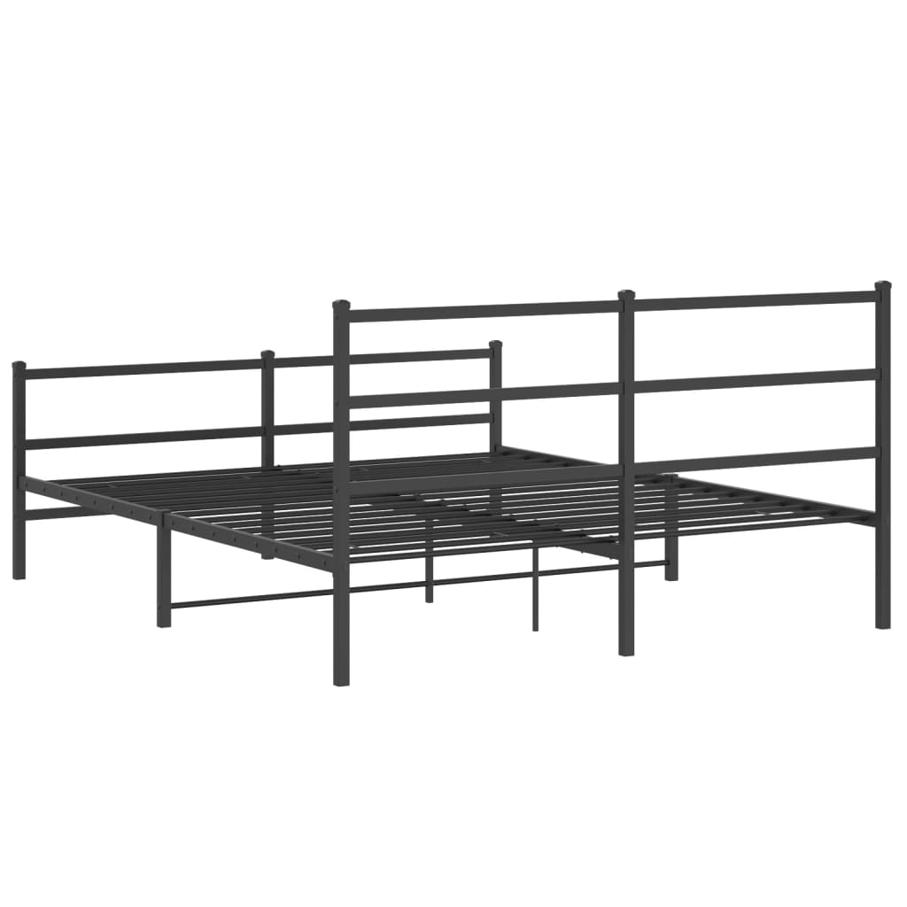 Black metal twin bed frame with minimalist headboard and footboard