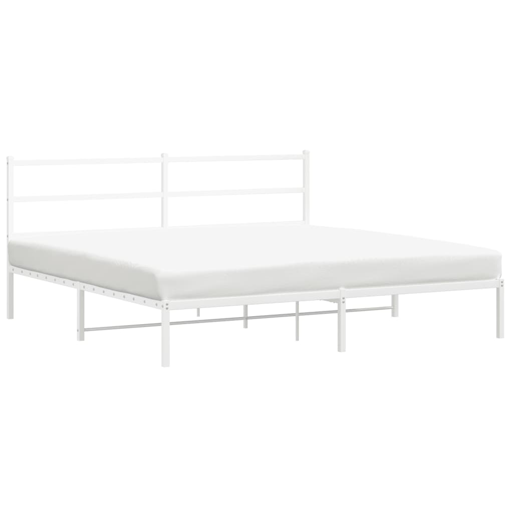 Metal bed frame with slatted base and horizontal headboard dimensions xx cm