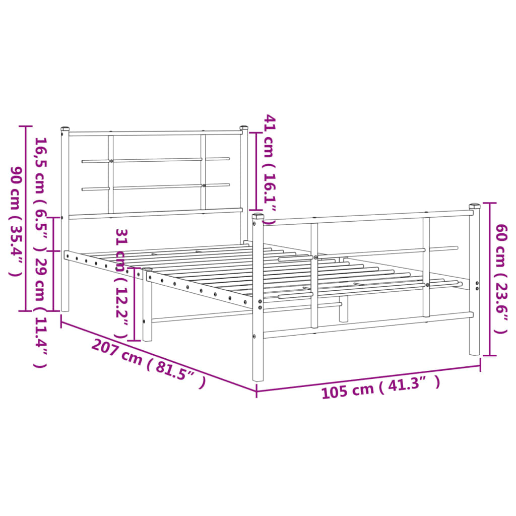 White metal bed frame with detailed screw connection