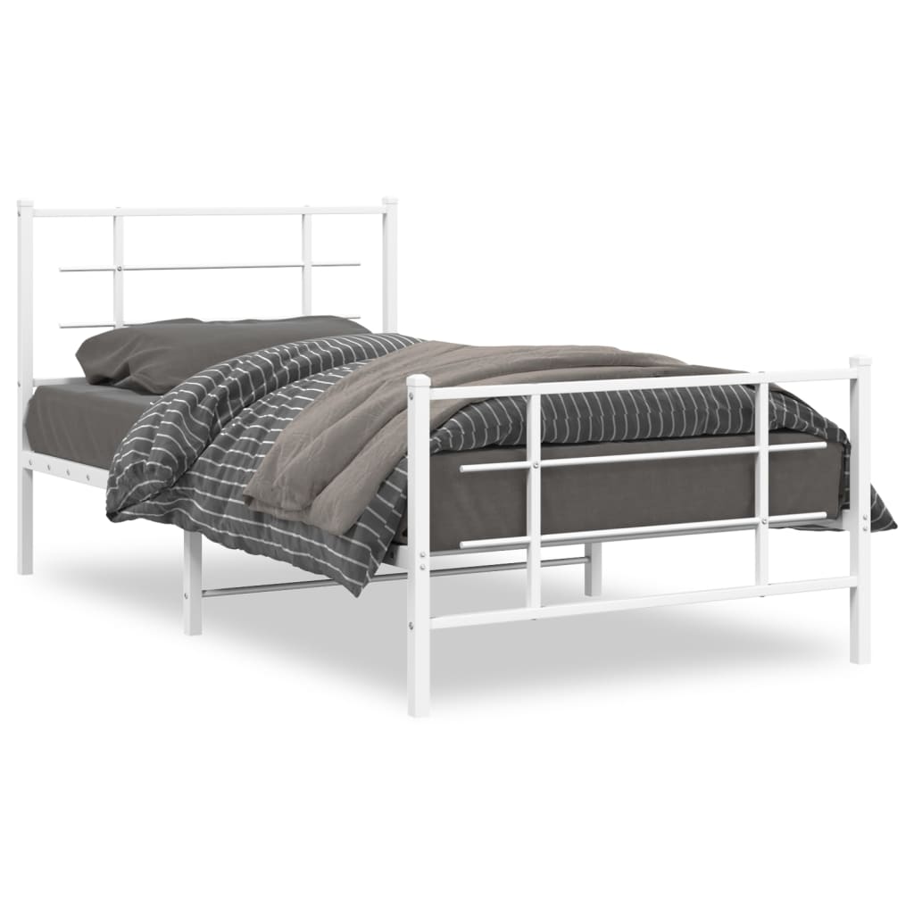 Metal bed frame with slatted base white x cm