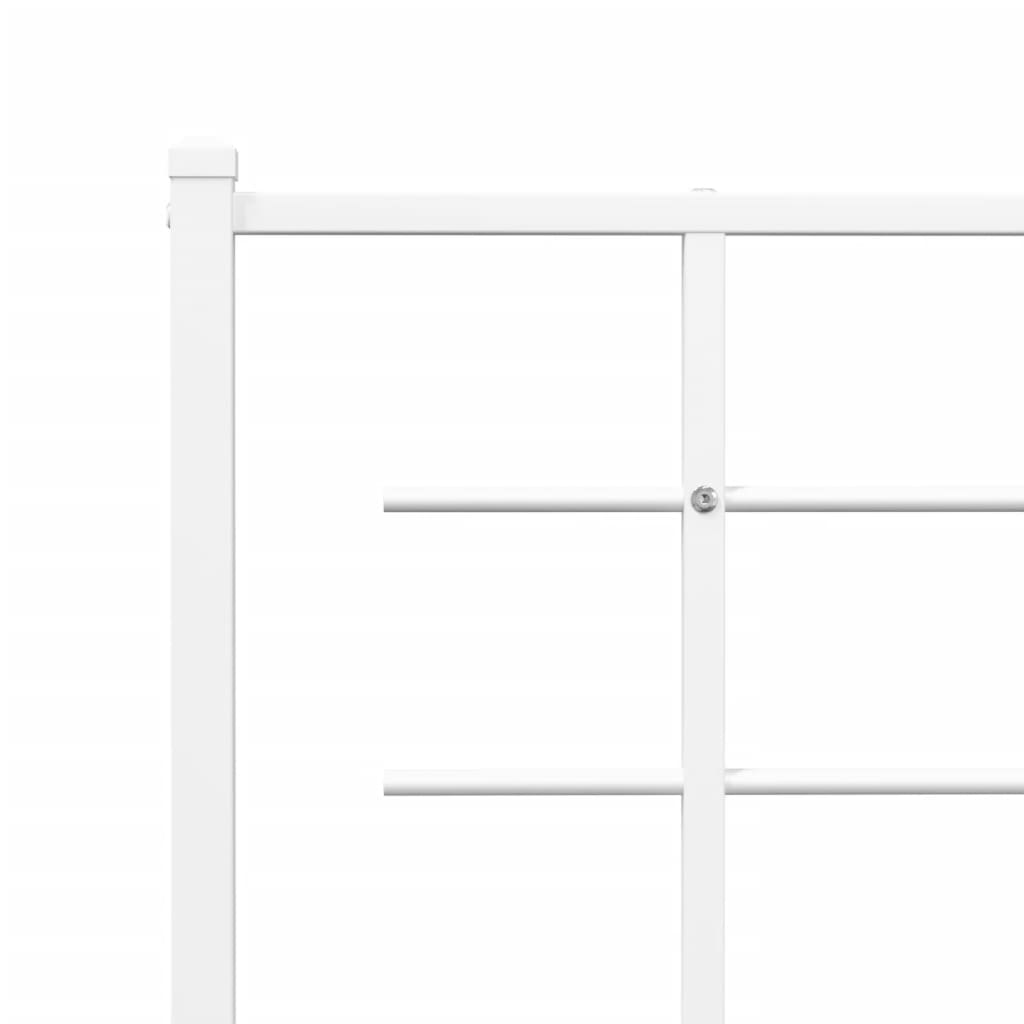 White metal bed frame with slatted base and minimalist headboard