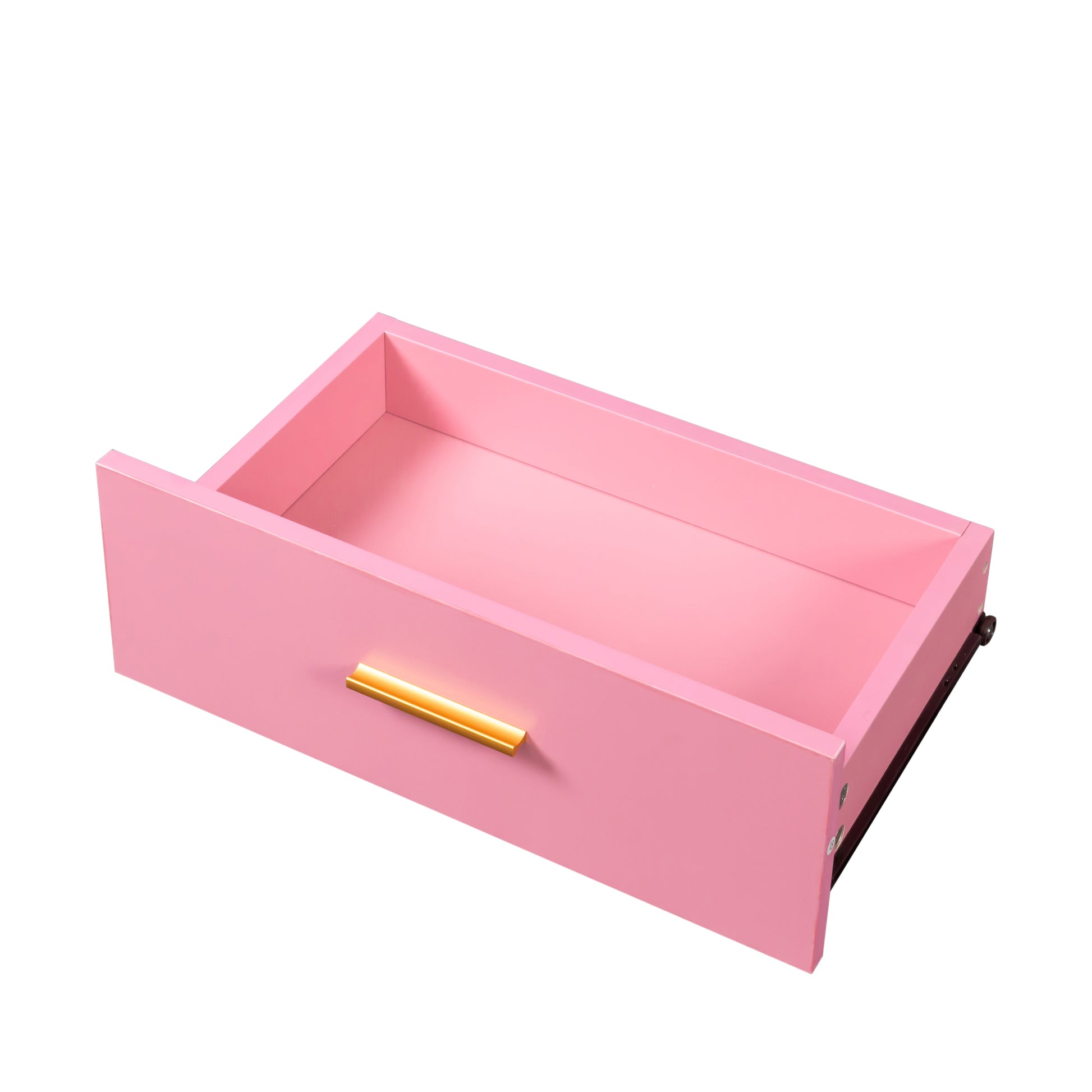 Pink drawer with gold handle for kids dresser
