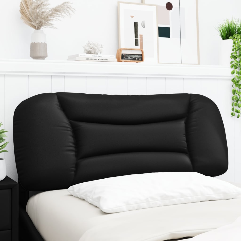 Black faux leather car seat cushion with quilted stitching