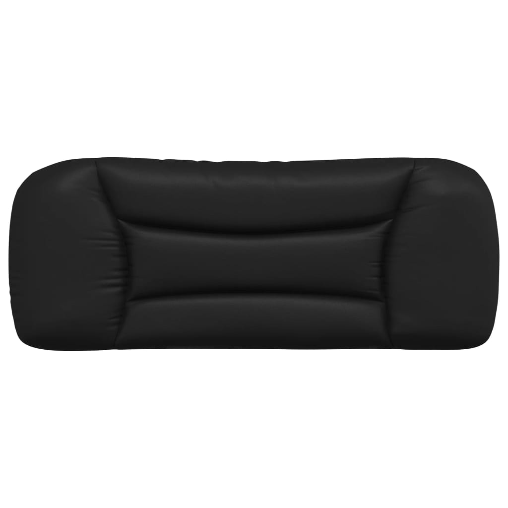 Black padded bed headboard with tufted design