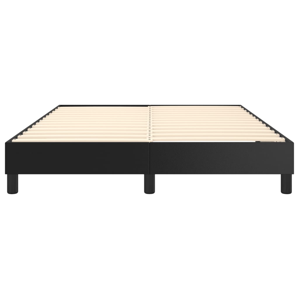 Black metal bed frame with wood slat support