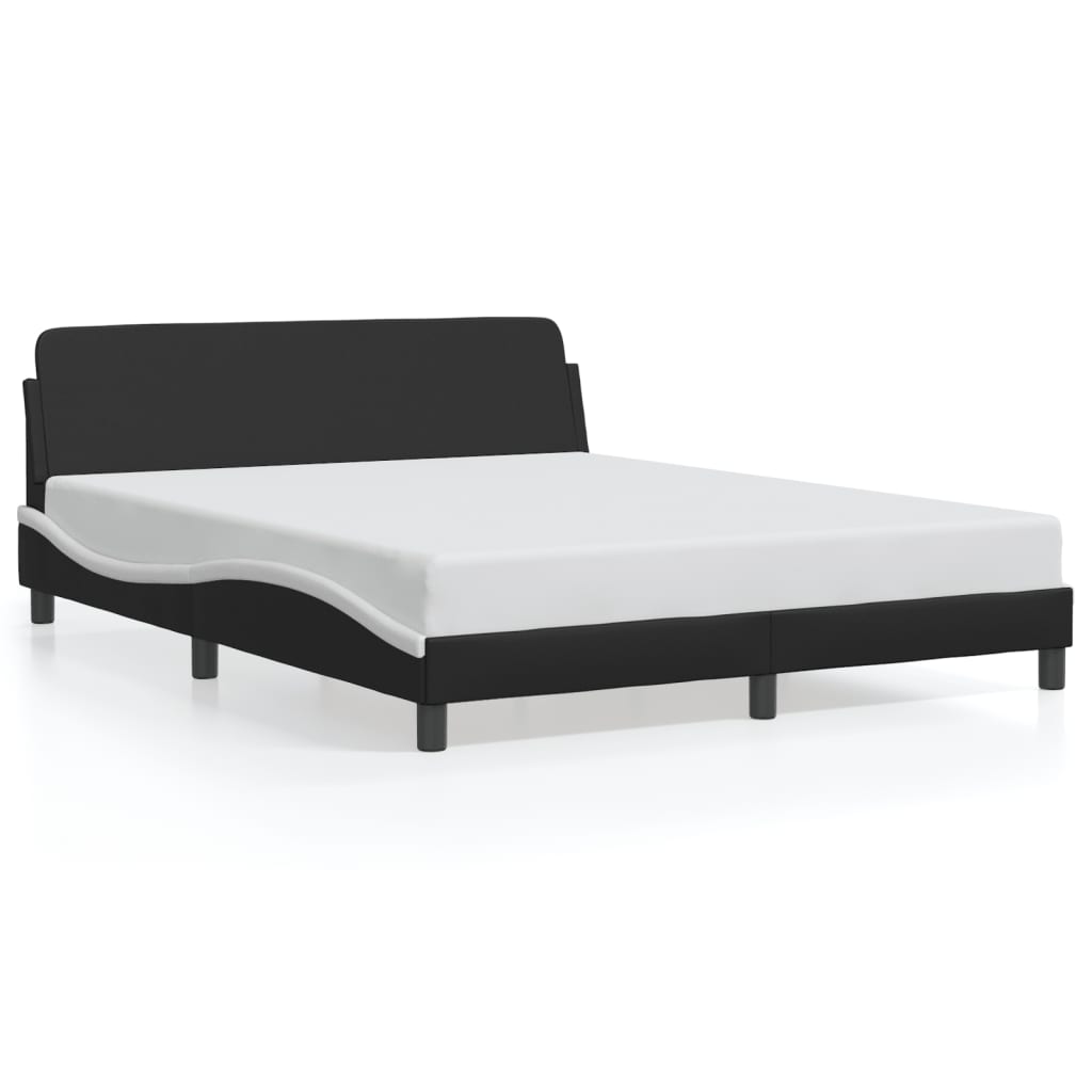 Bed frame with adjustable length and width dimensions shown in cm and inches