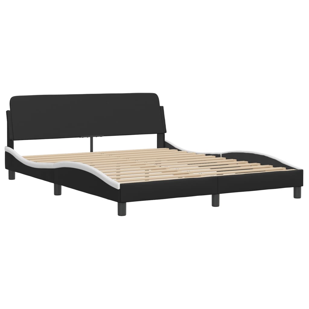 Black upholstered king bed frame with modern curved headboard