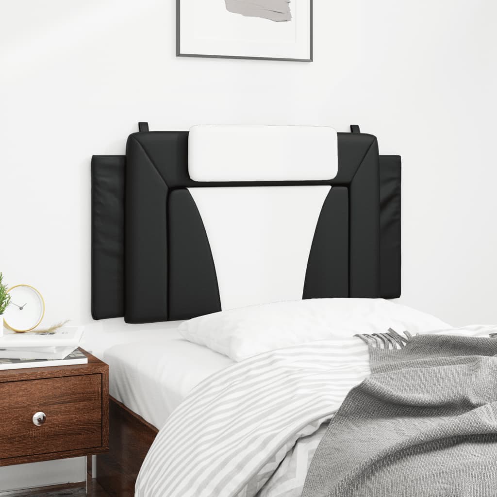 Modern black and white faux leather headboard with adjustable pillow