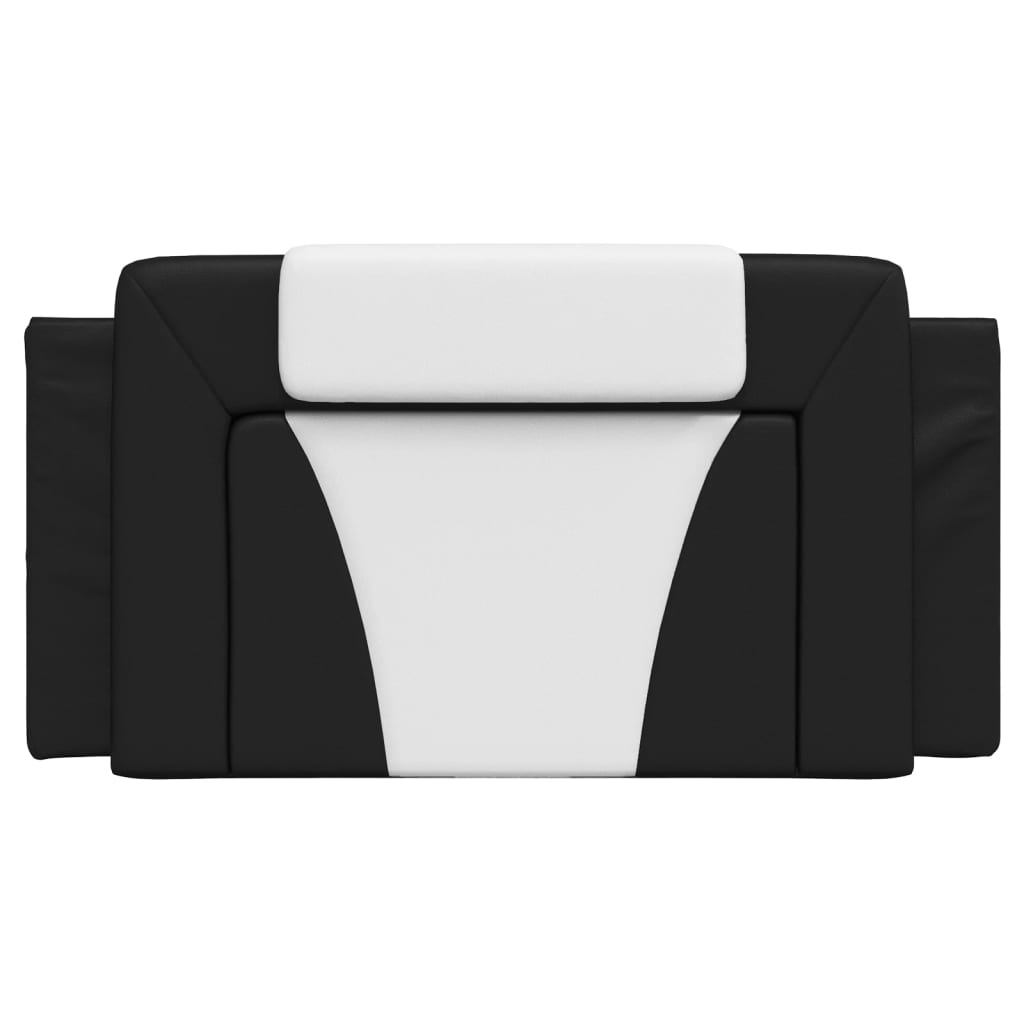 Black and white faux leather headboard with a modern geometric design