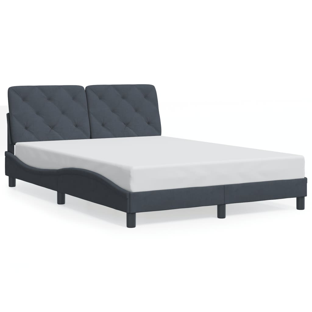 Upholstered diamond tufted headboard bed frame with detailed dimensions in cm and inches