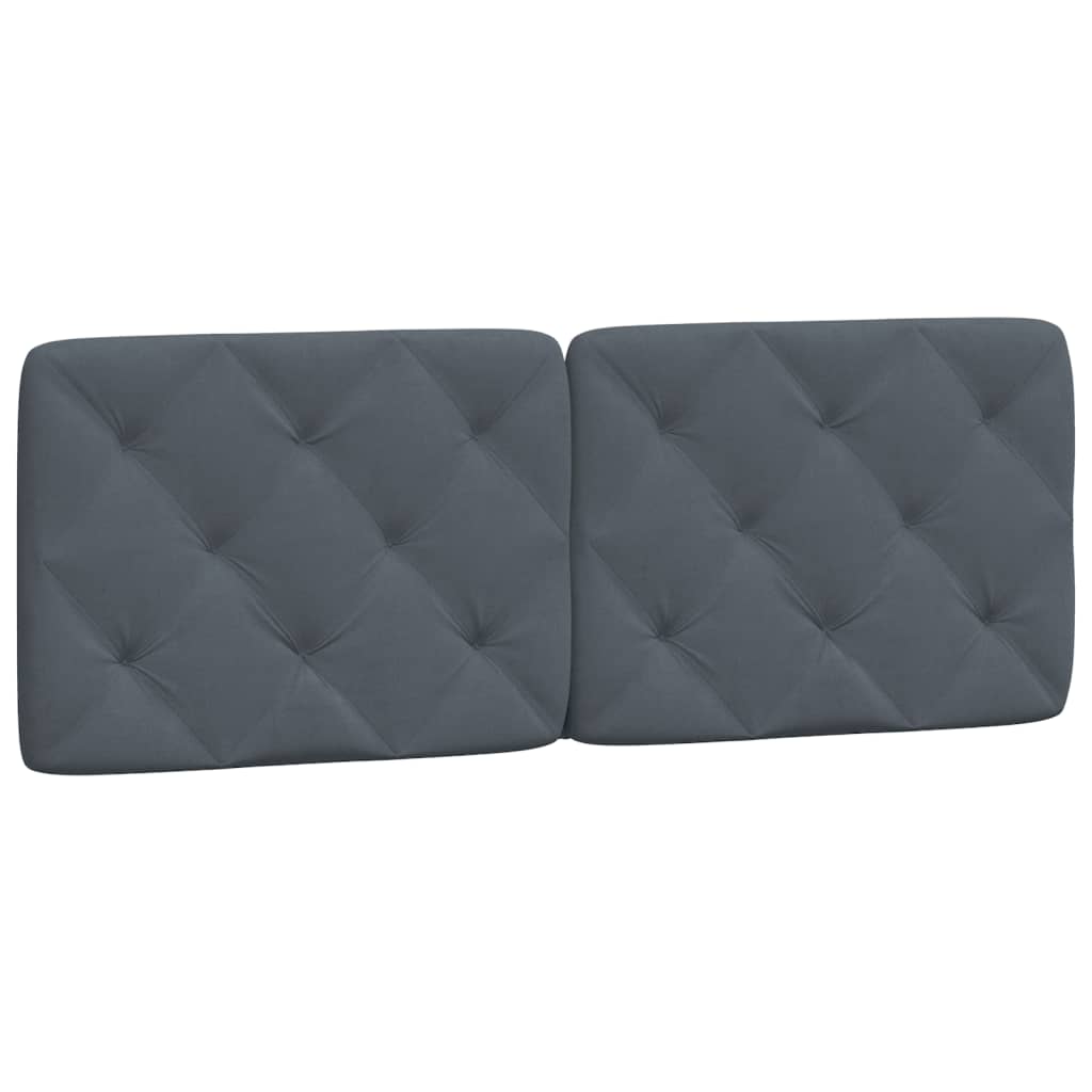 Dark grey upholstered chaise lounge with adjustable headrest and wooden slats