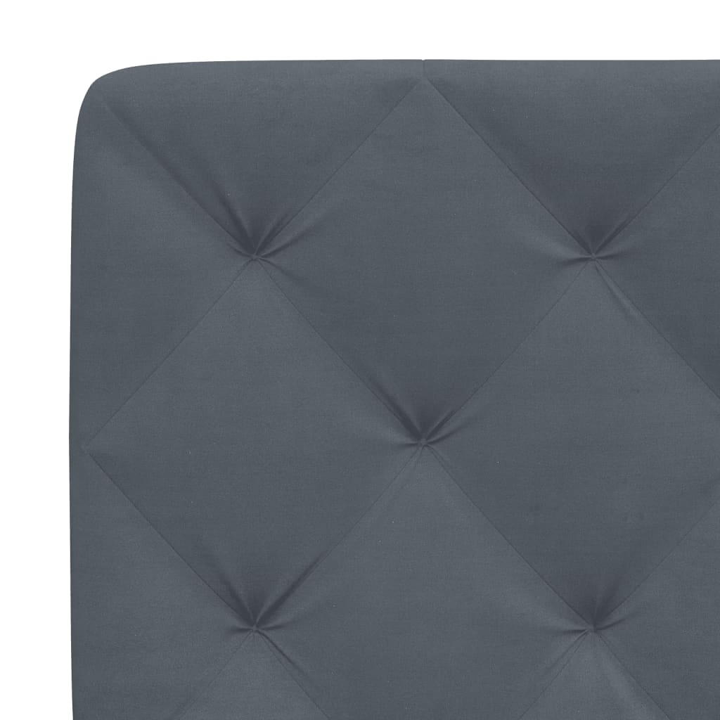 Two upholstered grey headboard panels with diamond tufting