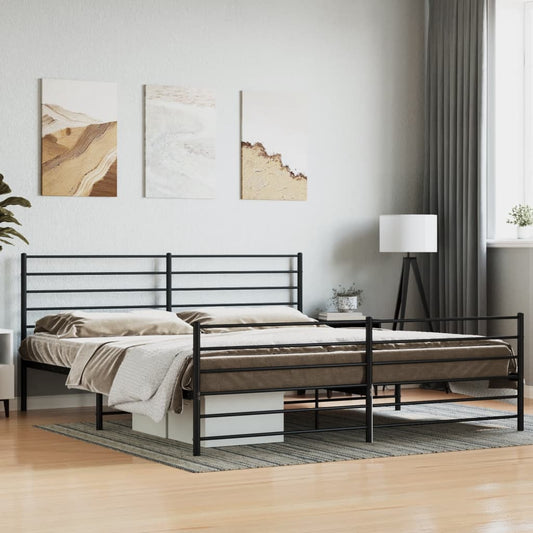 Queen size metal platform bed frame in dark grey