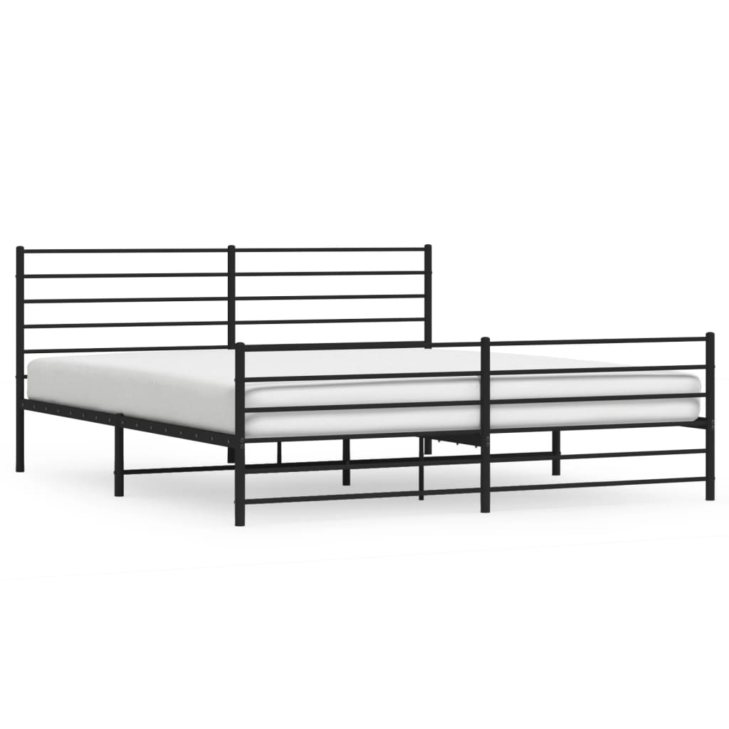 White metal bed frame with slatted base and headboard dimensions labeled