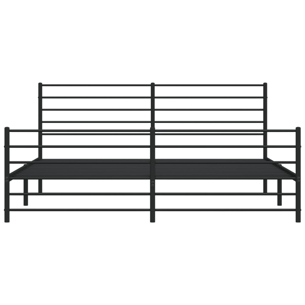 Minimalist black metal bed frame with mattress
