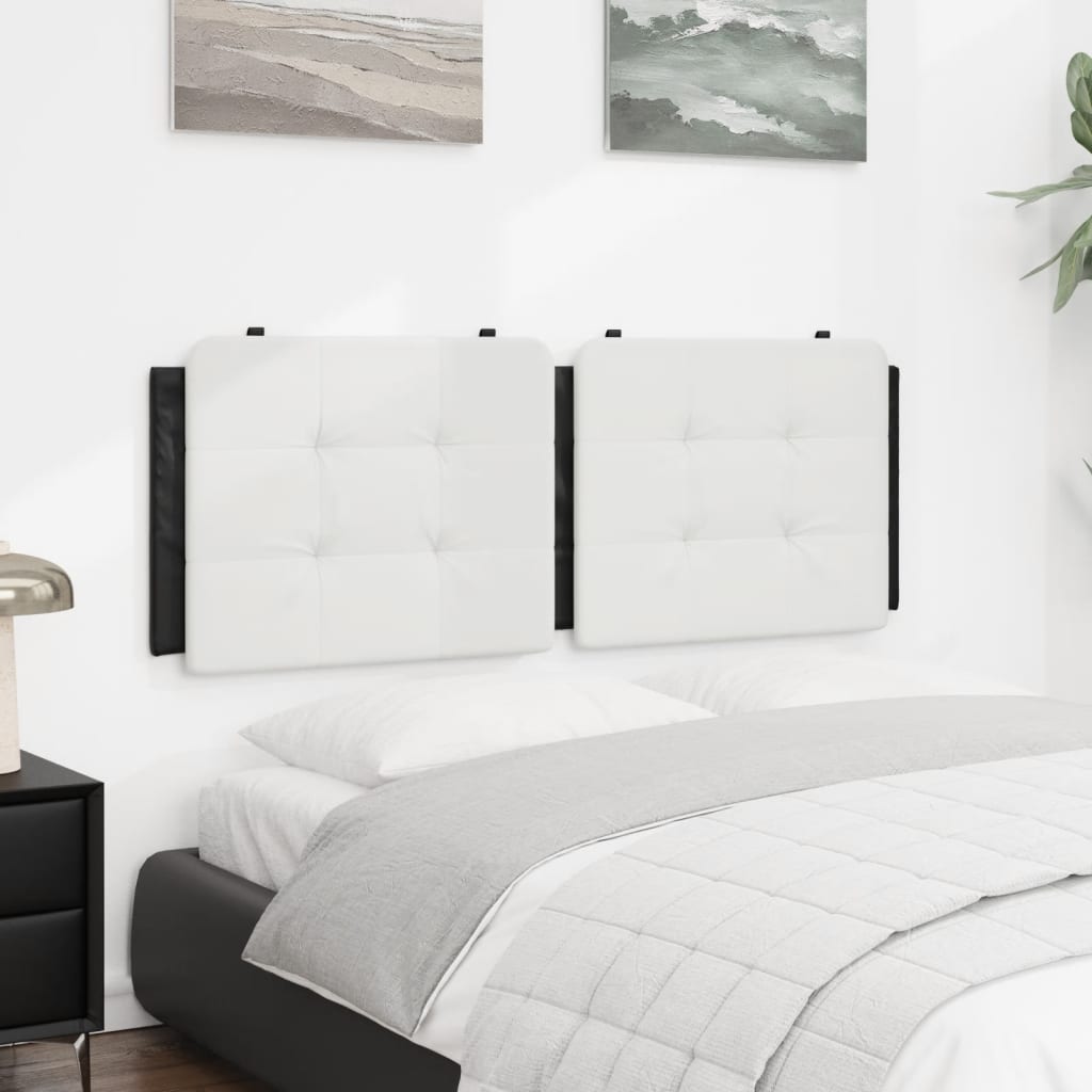 Tufted white faux leather headboard panels with dark grey sides