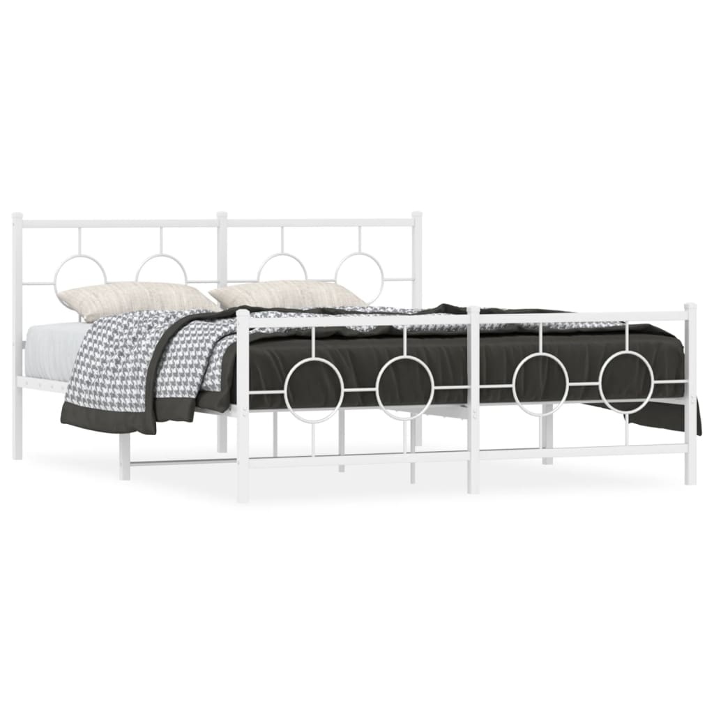Diagram of a metal daybed with circular headboard accents and dimension lines showing  cm length