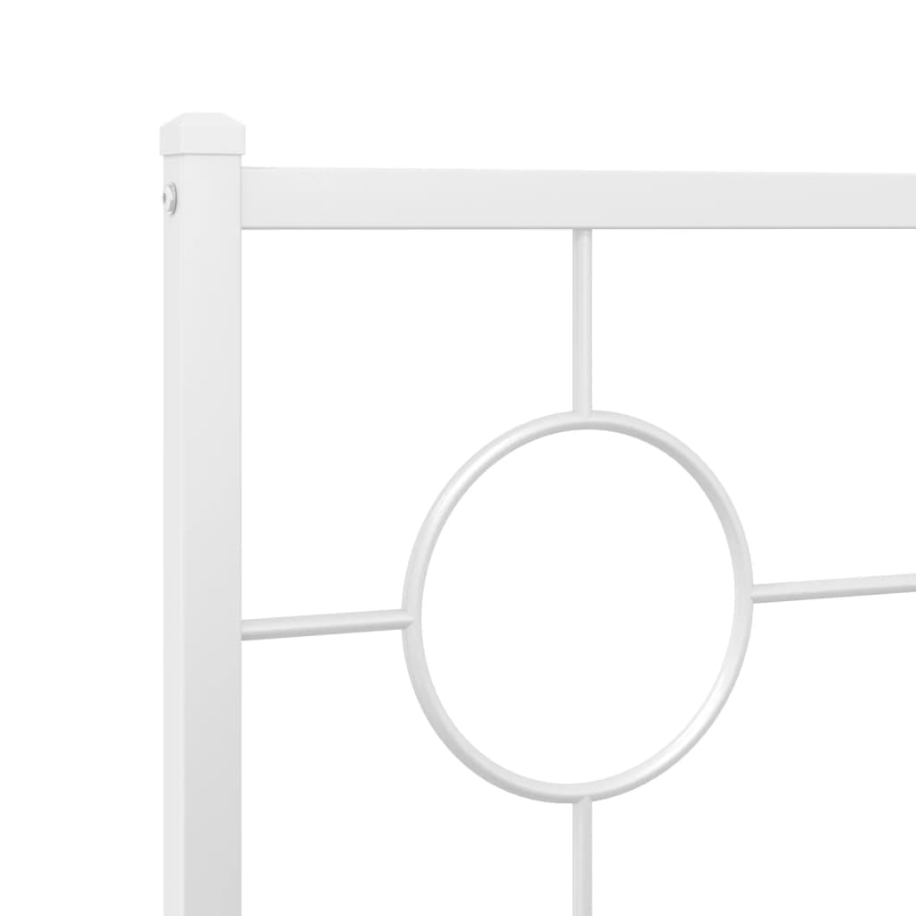 White metal bed frame with circular headboard design