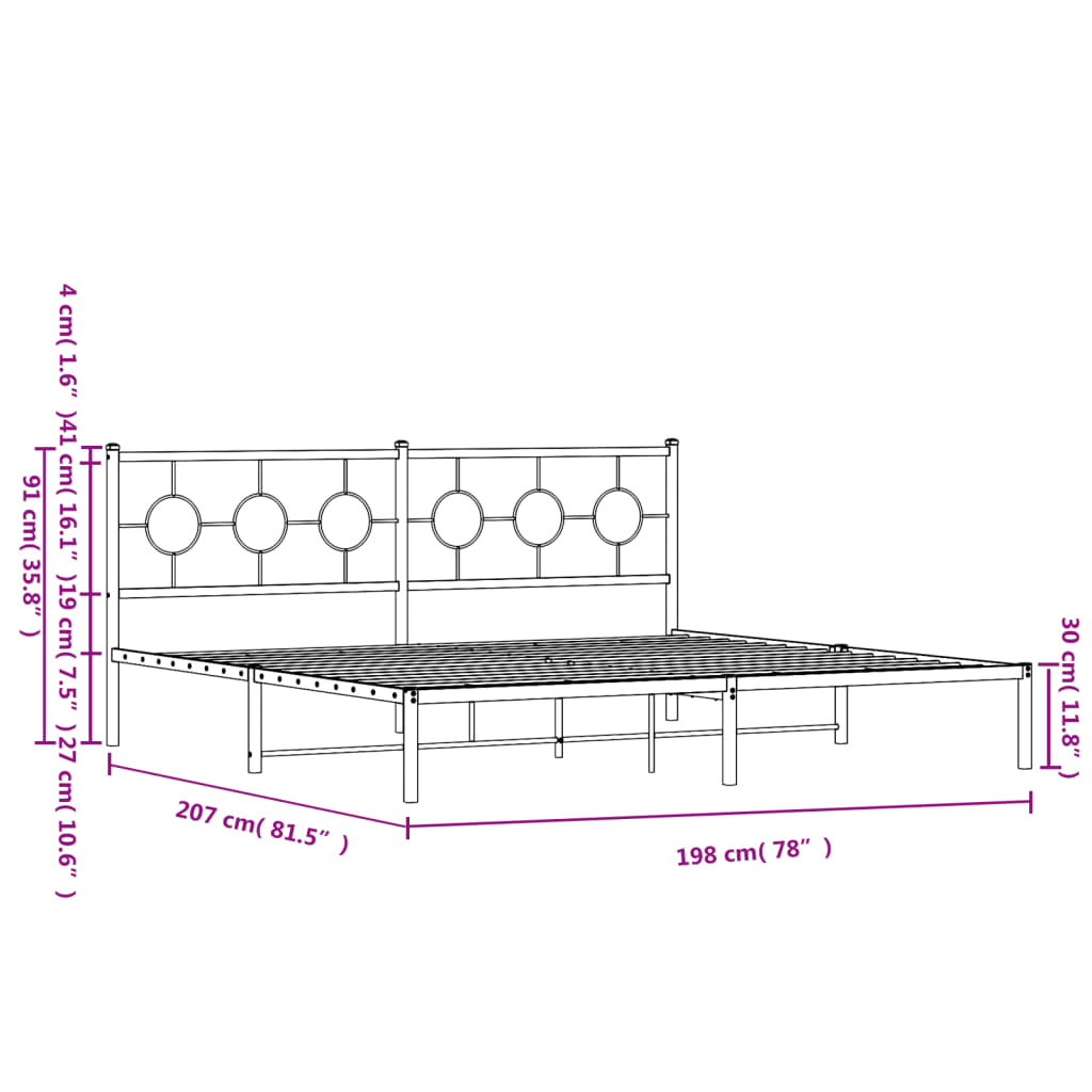 Closeup of white metal bed frame assembly showing screws and mounting holes