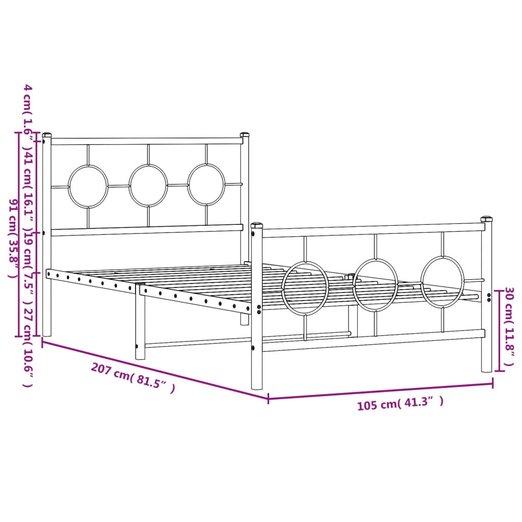 White metal bed frame assembly with screws and a detail view of a decorative finial
