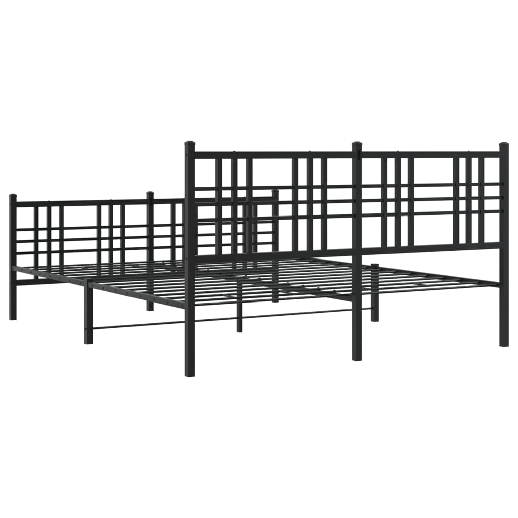 Black metal twin bed frame with slatted headboard and footboard