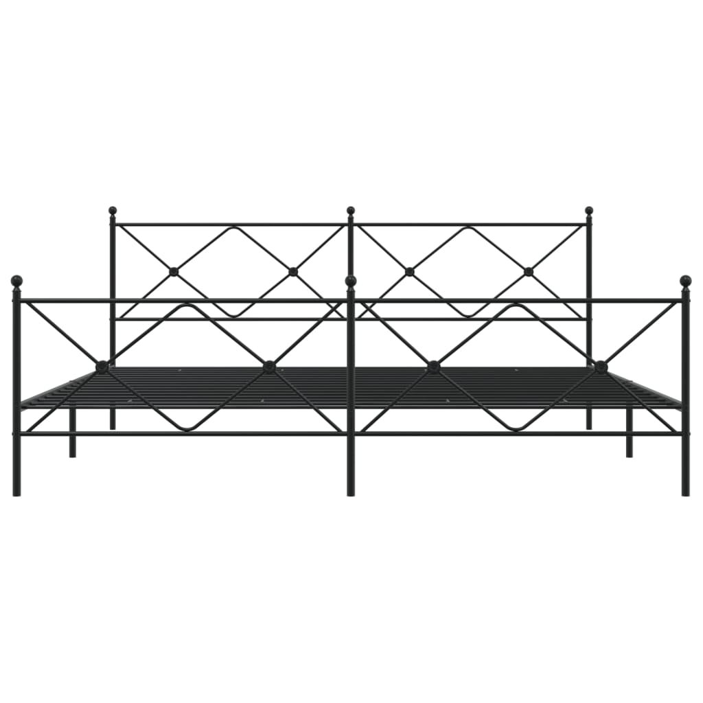 Black metal queen bed frame with diamond pattern headboard