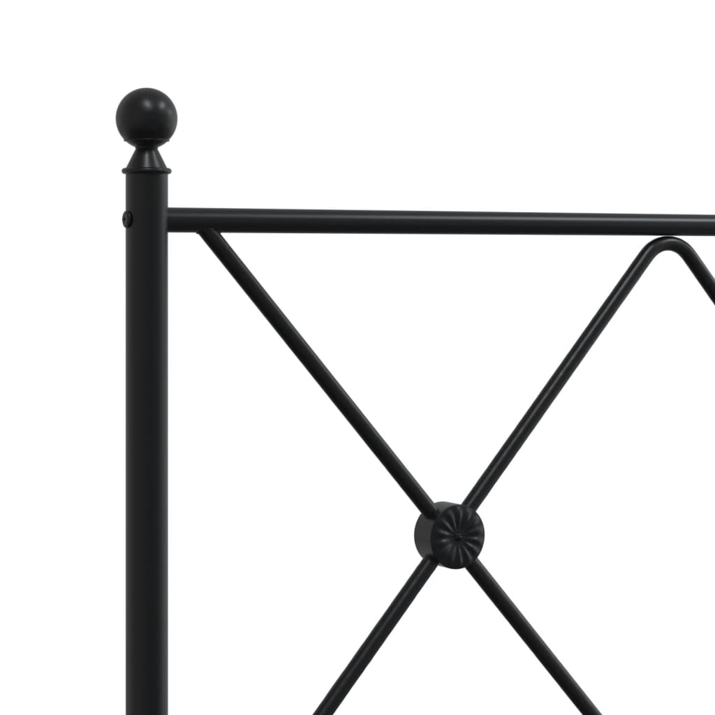 Black metal bed frame with diamond pattern headboard