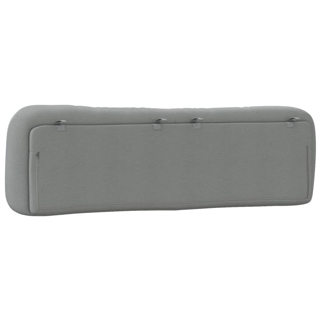 Tufted grey fabric headboard with curved panels