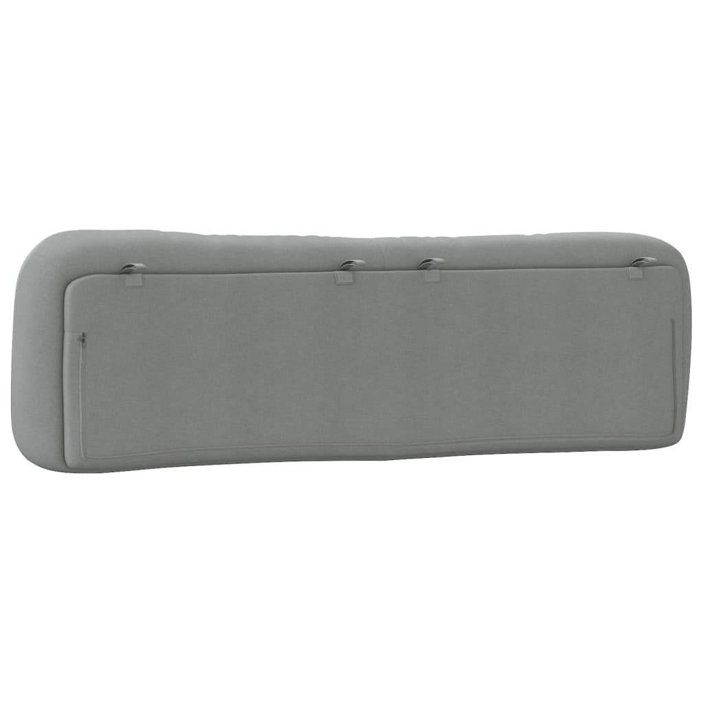 Tufted grey fabric headboard with curved panels