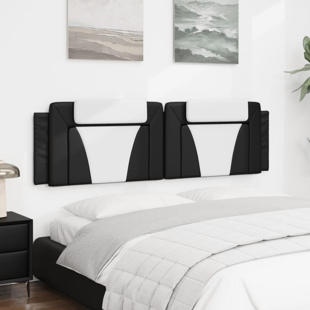 Black and white upholstered headboard with two adjustable headrests