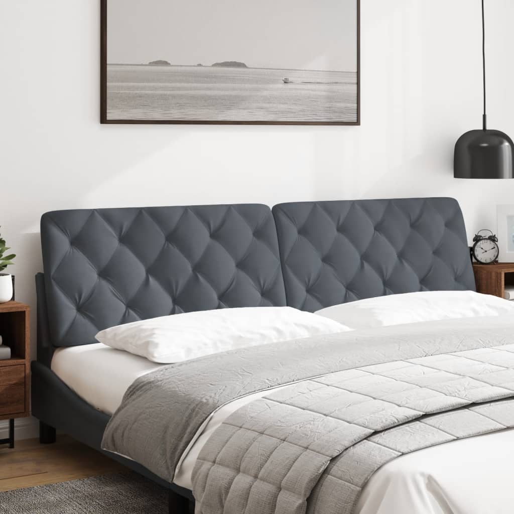 Dark grey tufted upholstered headboard panels