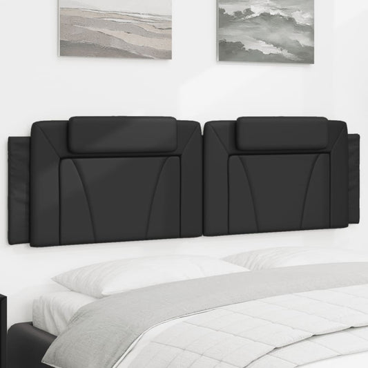 Black upholstered headboard with two padded sections and removable headrests