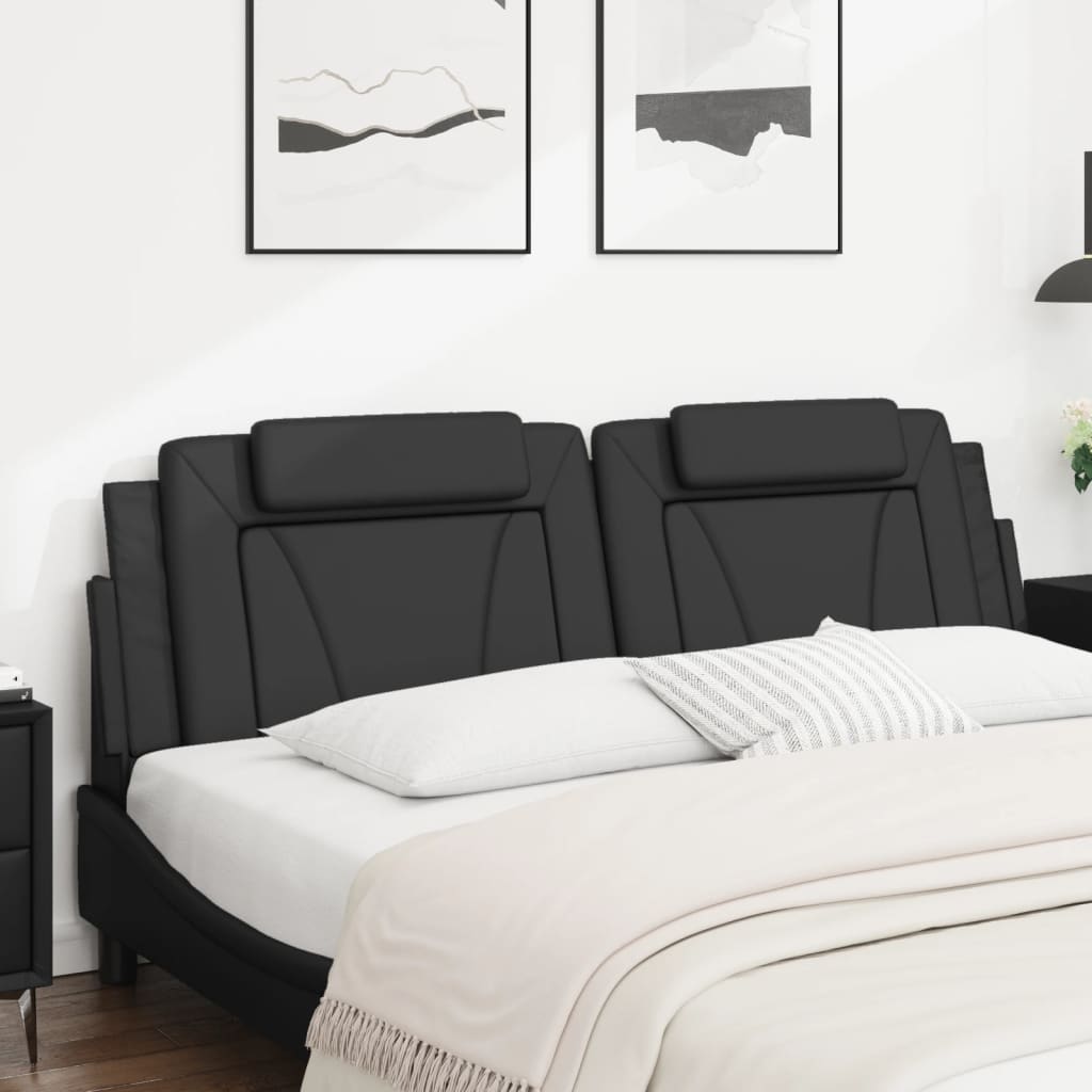 Black leather reclining sofa section with adjustable headrests