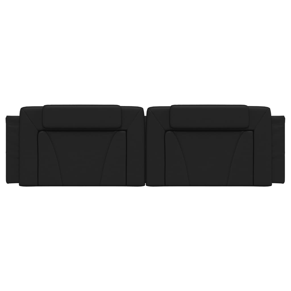 Black faux leather modular headboard with adjustable pillows