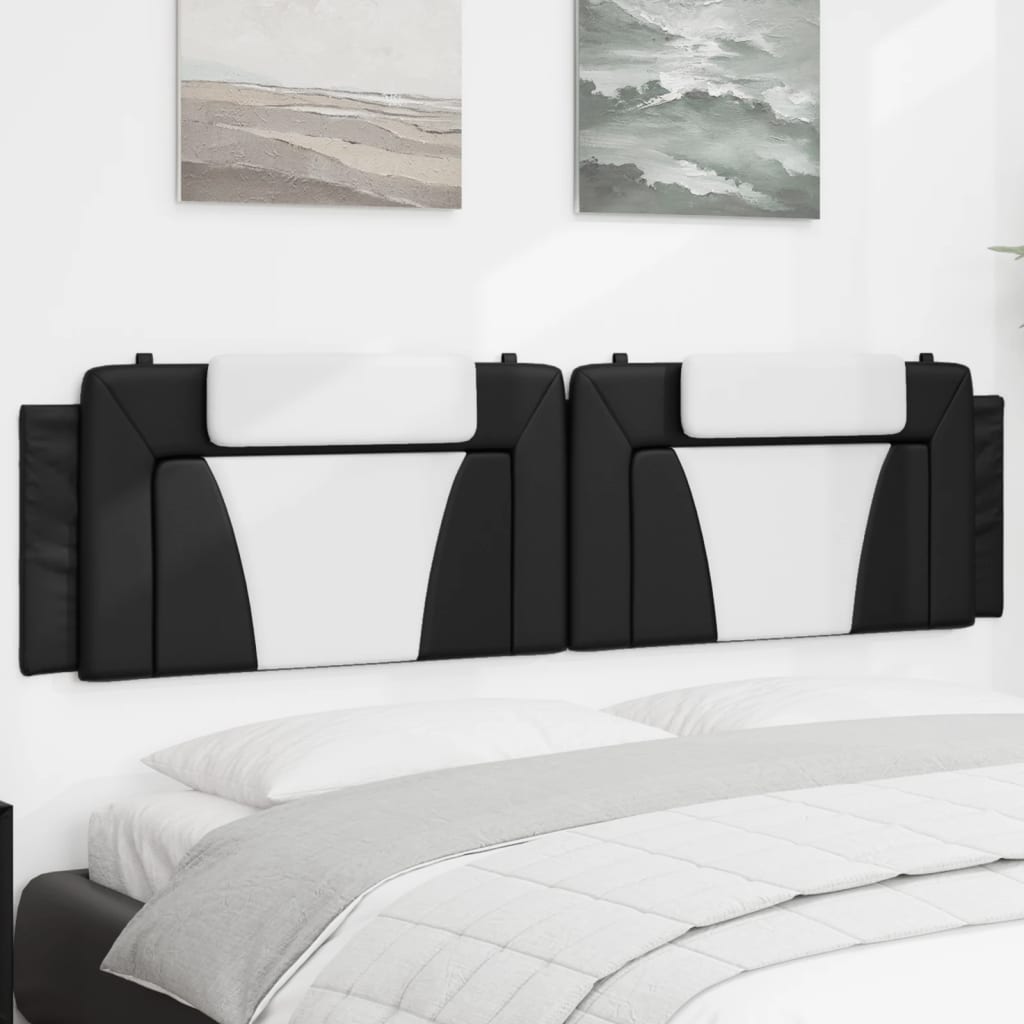 Black and white upholstered headboard modules with adjustable white cushions