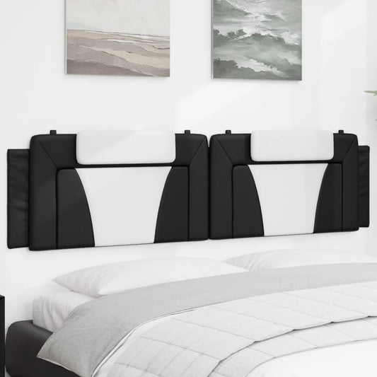 Black and white upholstered headboard modules with adjustable white cushions