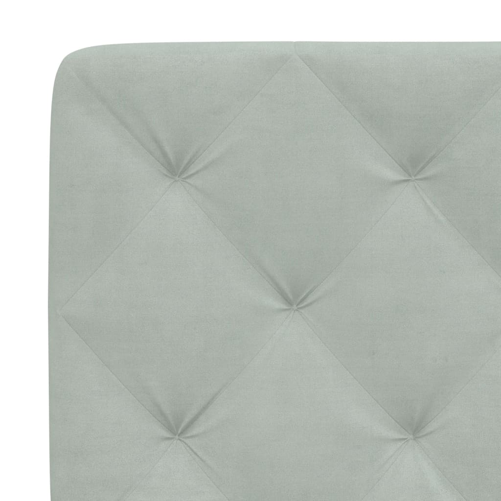 Light grey fabric headboard with two sections and fabric loops for attachment