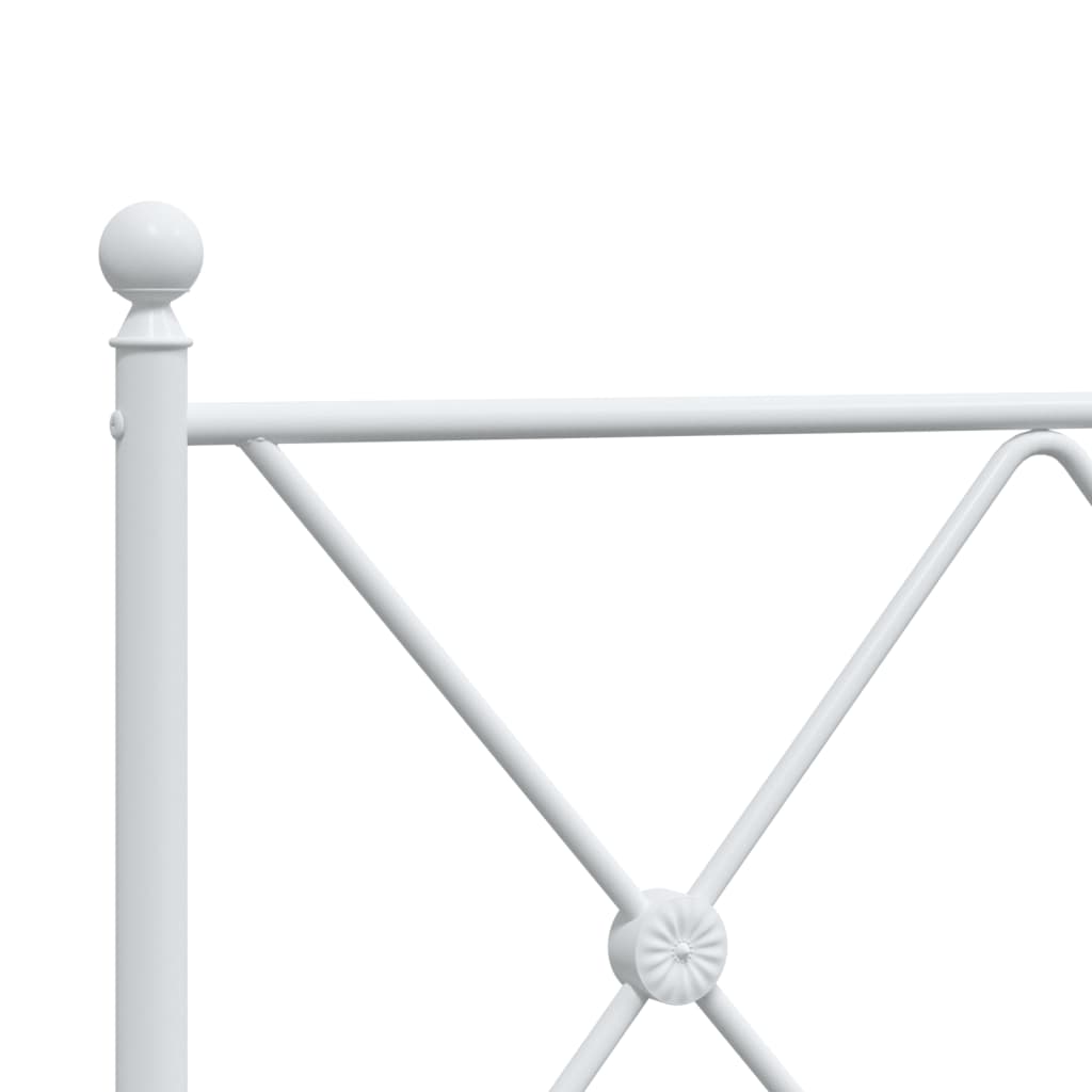 White metal twin bed frame with decorative diamond headboard